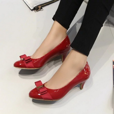 Ferragamo Shallow mouth kitten heel Shoes Women--016